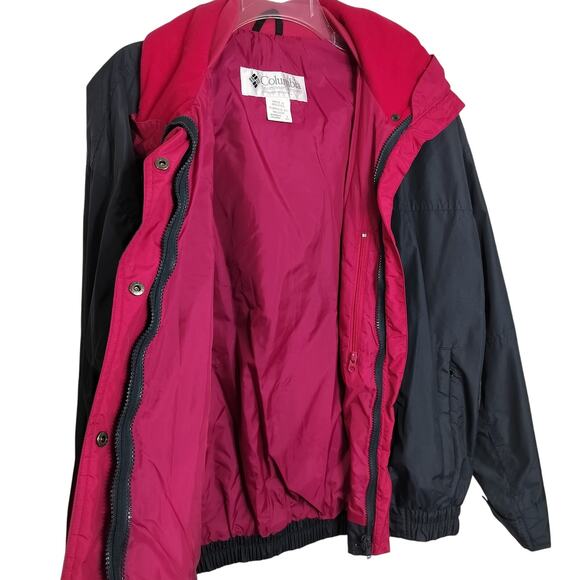 4483)Vtg Columbia Sportswear Women Black Pink Bugaboo Button Zip Nylon Jacket L - Picture 4 of 13
